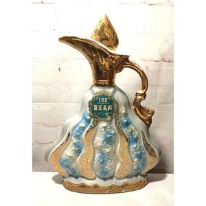 VTG 1970 Jim Bean Ornate Bourbon 155 Month Old Decanter Blue w/Gold Gilt